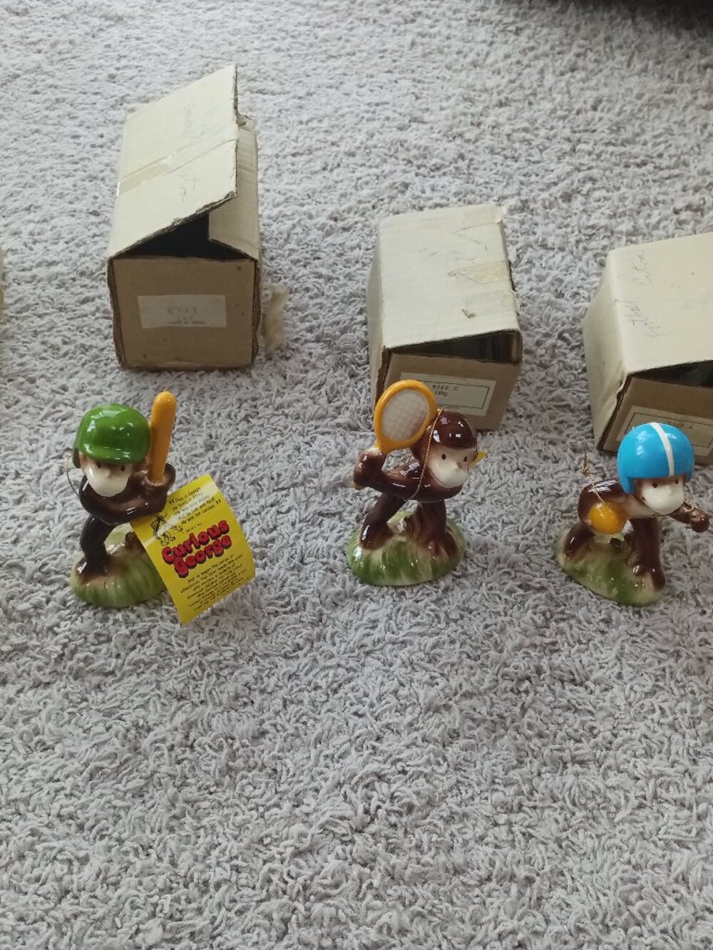 NEW Gorham Curious George LOT of 5 Sports Figures Baseball Football Soccer
